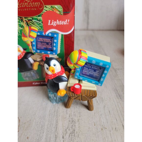 Carlton Cards cyber penguin lighted ornament Xmas - Picture 1 of 9